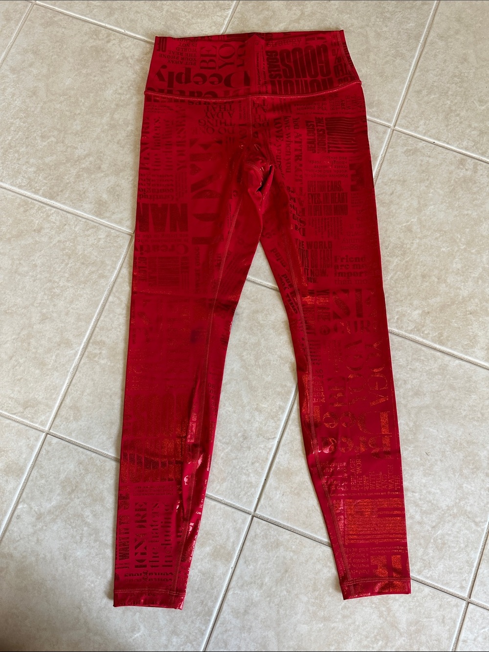 lululemon athletica Red Shiny Print Leggings